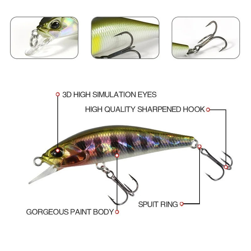 1pcs Japan Pesca Hard Fishing Lure 50mm 4g Sinking Minnow Wobbler Peche Artificial Crank Bait Bass Perch Pike Salmon Trout