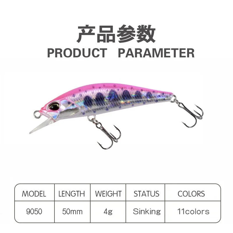 1pcs Japan Pesca Hard Fishing Lure 50mm 4g Sinking Minnow Wobbler Peche Artificial Crank Bait Bass Perch Pike Salmon Trout