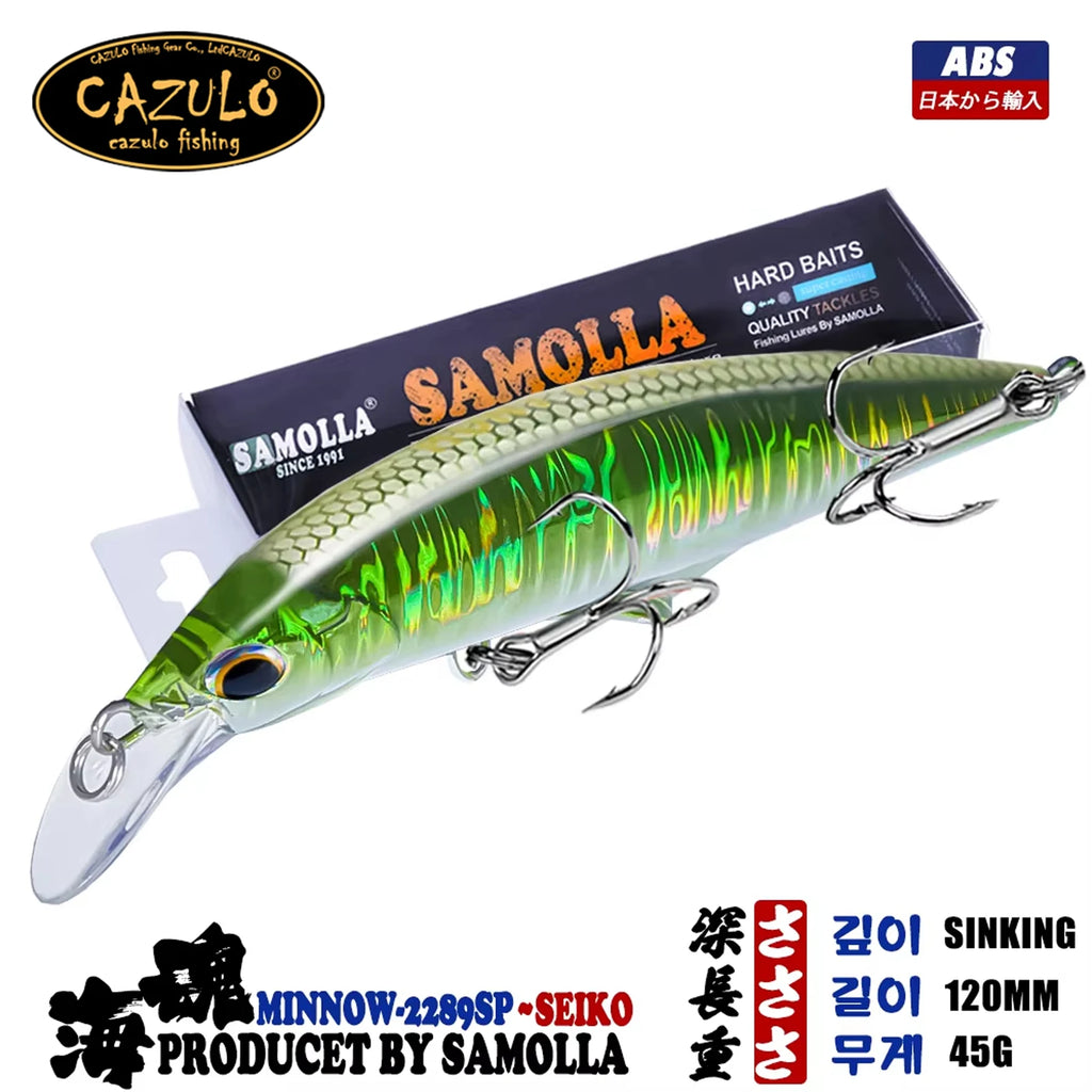Leurre de pêche coulant CAZULO Minnow 45g 120mm pour bar, brochet et autres poissons.