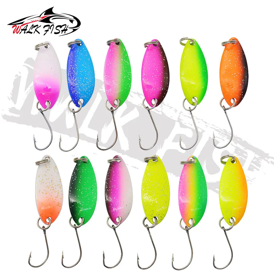 WALK FISH 1PCS Peche Leurre Pesca SPOON 3g 33mm Colorful Spoon Bait Stream Metal Fishing Lure For Trout Chub Perch Salmon