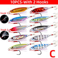 Lot de 10 Jigs Métal 10-50g – Leurres Durs Jigging Truite Bar Thon Pêche en Mer & Eau Douce