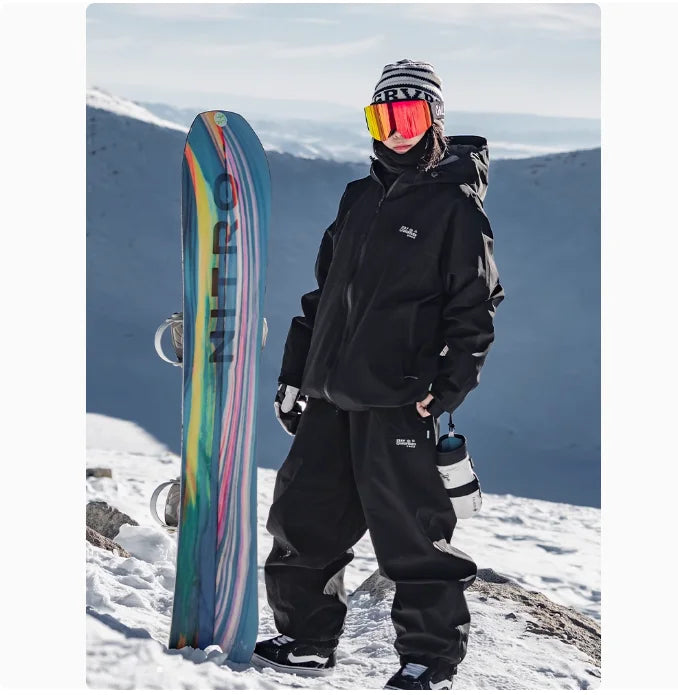 John Snow 2025 New Male Female Couple Single and Double Board Ski Suit Set Loose Type Waterproof Keep Warm Ski Pants Ski Jackets