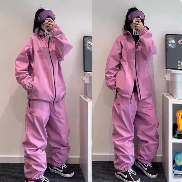 John Snow 2025 New Male Female Couple Single and Double Board Ski Suit Set Loose Type Waterproof Keep Warm Ski Pants Ski Jackets