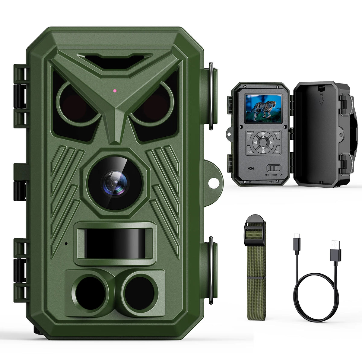 Caméra Piège Animalière 4K – Écran 2.4", Déclenchement 0.2s, IP66 Waterproof
