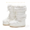 Ski boots new 2026 winter long warm thick bottom white faux fur boots waterproof and anti slip high tube snow boots for women