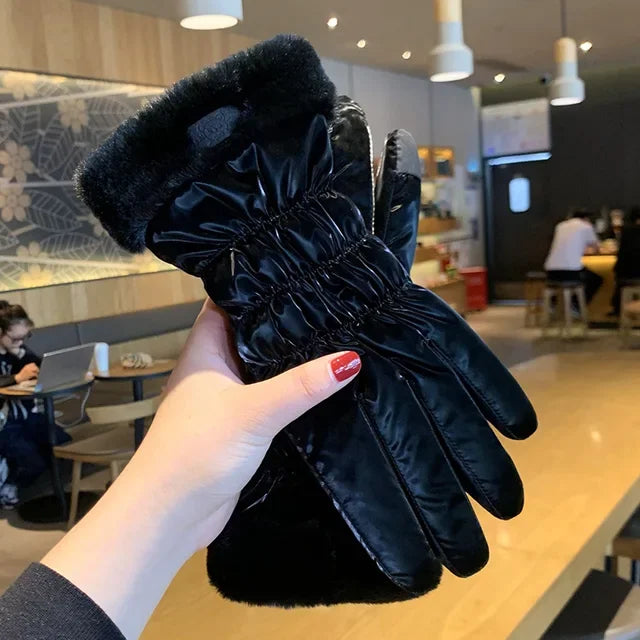 Damen-Skihandschuhe, Winter, dickes, warmes Fleece und Baumwolle