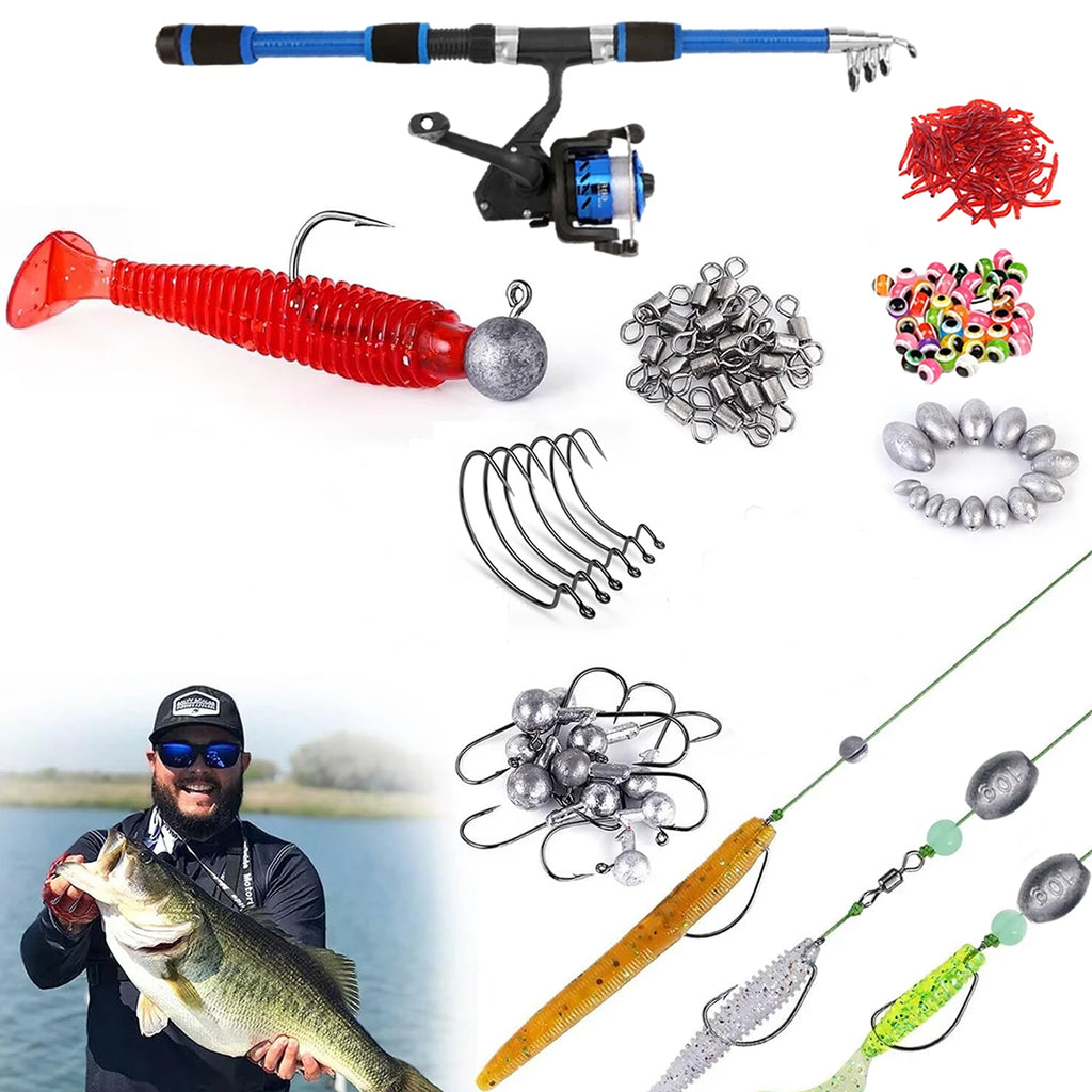 Kit Pêche Débutant Enfant – Canne Télescopique 1,8m + Moulinet + Accessoires (86/91 Pièces)