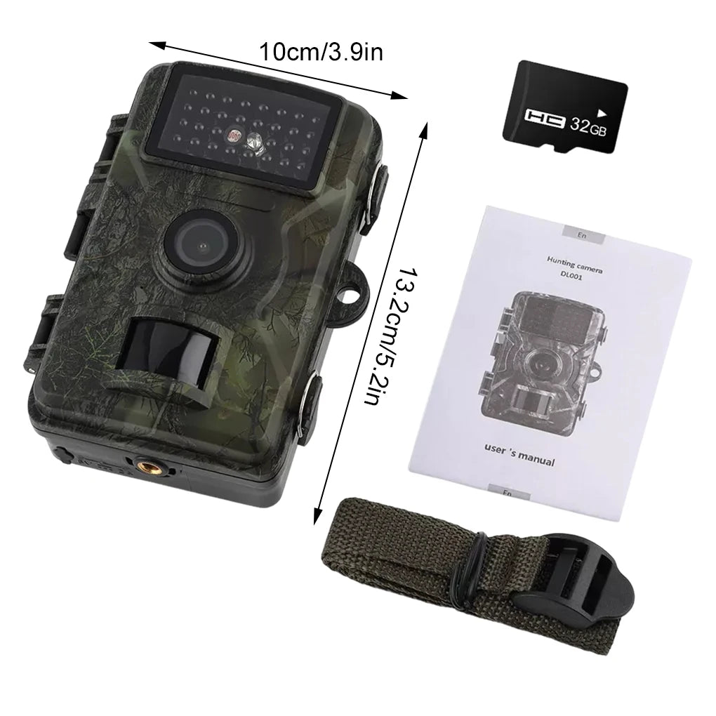 Outdoor Waterproof 1080P Wildlife Trail Camera 16MP Game Night Vision Motion Animal Observation Hunting Cam with 32GB TF Card