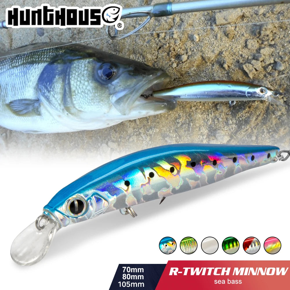 Leurre Minnow Coulant Hunthouse Artist – 70mm / 80mm / 105mm – Wobbler Bar de Mer & Pêche en Mer