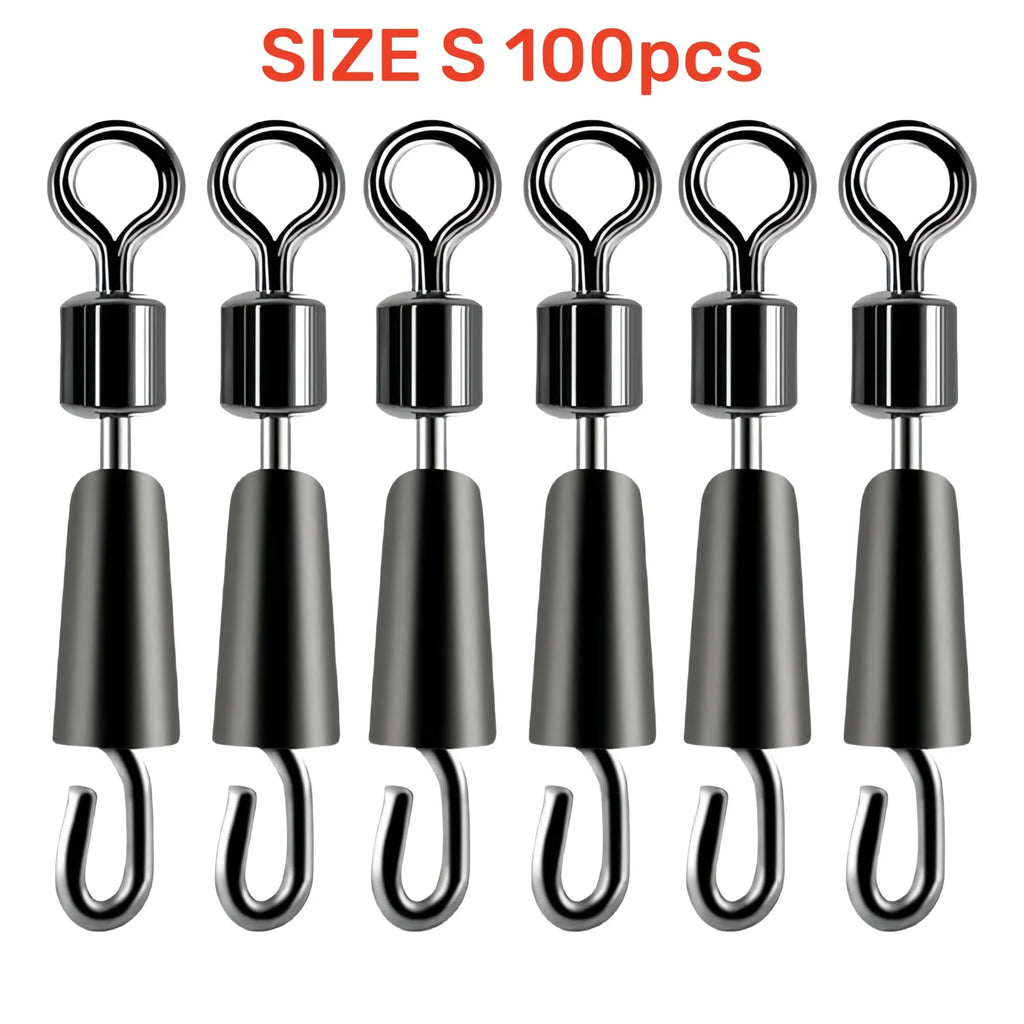 Lot de 100 Émerillons à Roulement à Billes avec Anneau Solide – Connecteur Rapide Pêche Ocean / Bateau