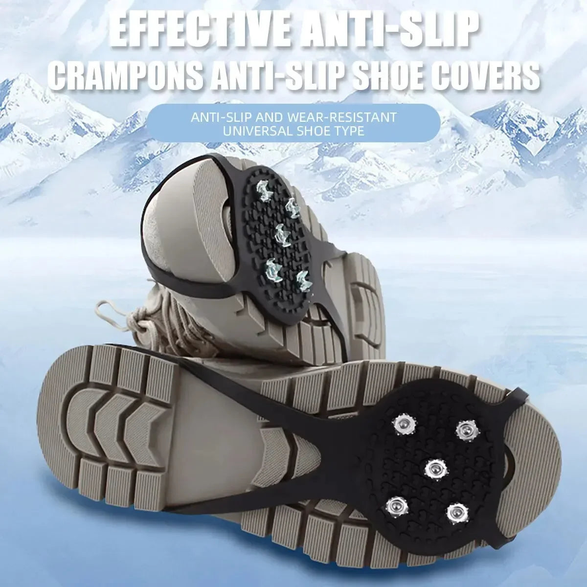 1 Pair 5 Studs Anti-Skid Ice Snow Camping Walking Shoes Winter Safety Boots Universal Professional Climbing Crampons