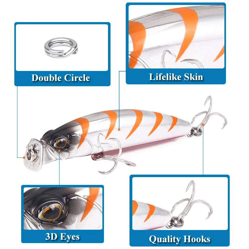 Minnow 1Pc 10g 8cm Fishing Lures Minnow Peche Bass Trolling Isca Artificial Hard Bait Crankbait Carp Wobbler Fishing Tackle