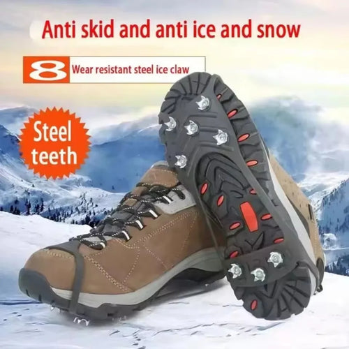 8 Teeth Ice Gripper Spike Shoes Winter Outdoor Anti-Slip Hiking Mountain Climbing Ice Snow Crampons Anti-slip Shoe Covers Grip