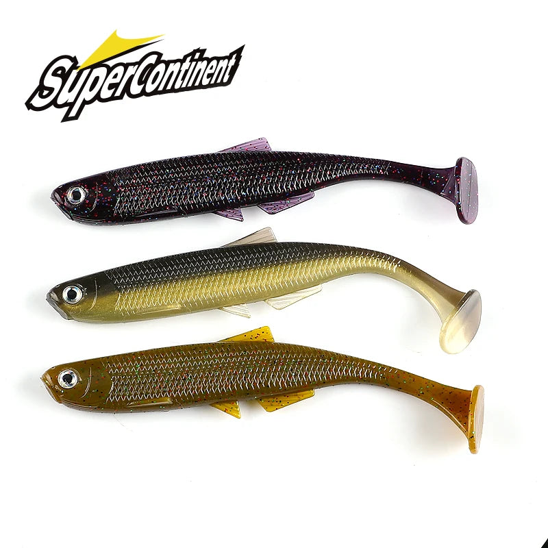 Leurre Souple Supercontinent ShadTeez T-Tail – 5cm / 7,5cm / 12cm – Yeux 3D – Brochet Sandre Carnassiers
