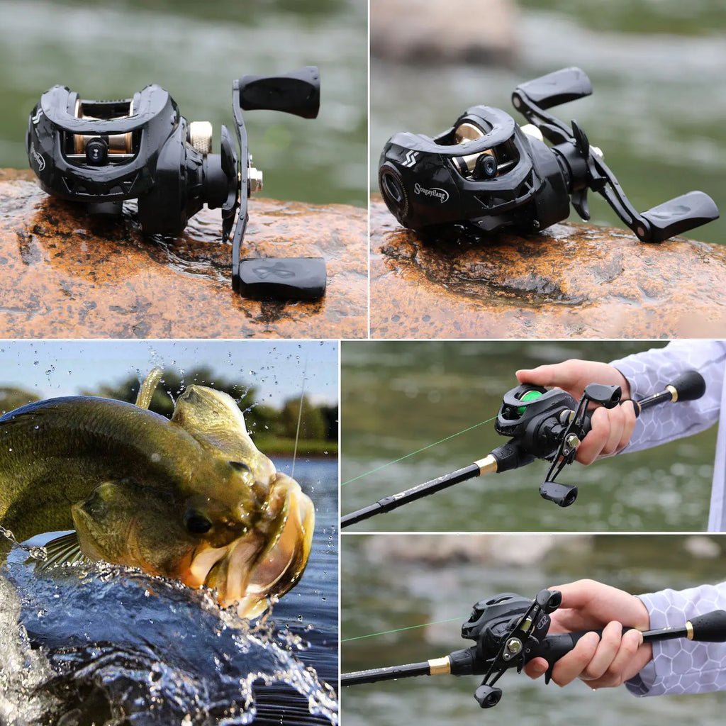 Kit de Pêche Complet Sougayilang – Canne Télescopique 1,8-2,4m + Moulinet Baitcaster 8.1:1 – Ultra-Léger