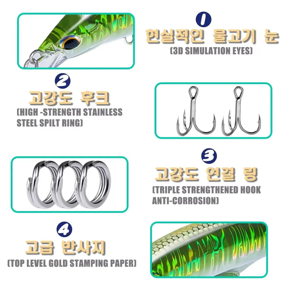 Leurre de pêche coulant CAZULO Minnow 45g 120mm pour bar, brochet et autres poissons.