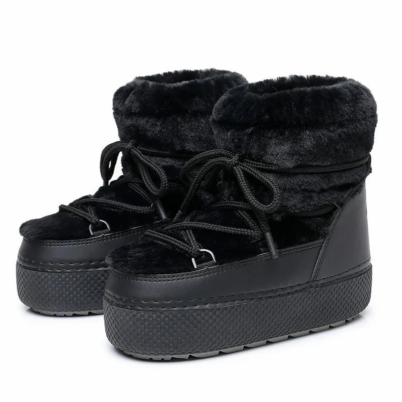 Bottes de Neige Femme Montantes – Fausse Fourrure Blanche – Imperméables Antidérapantes – Tailles 36-43