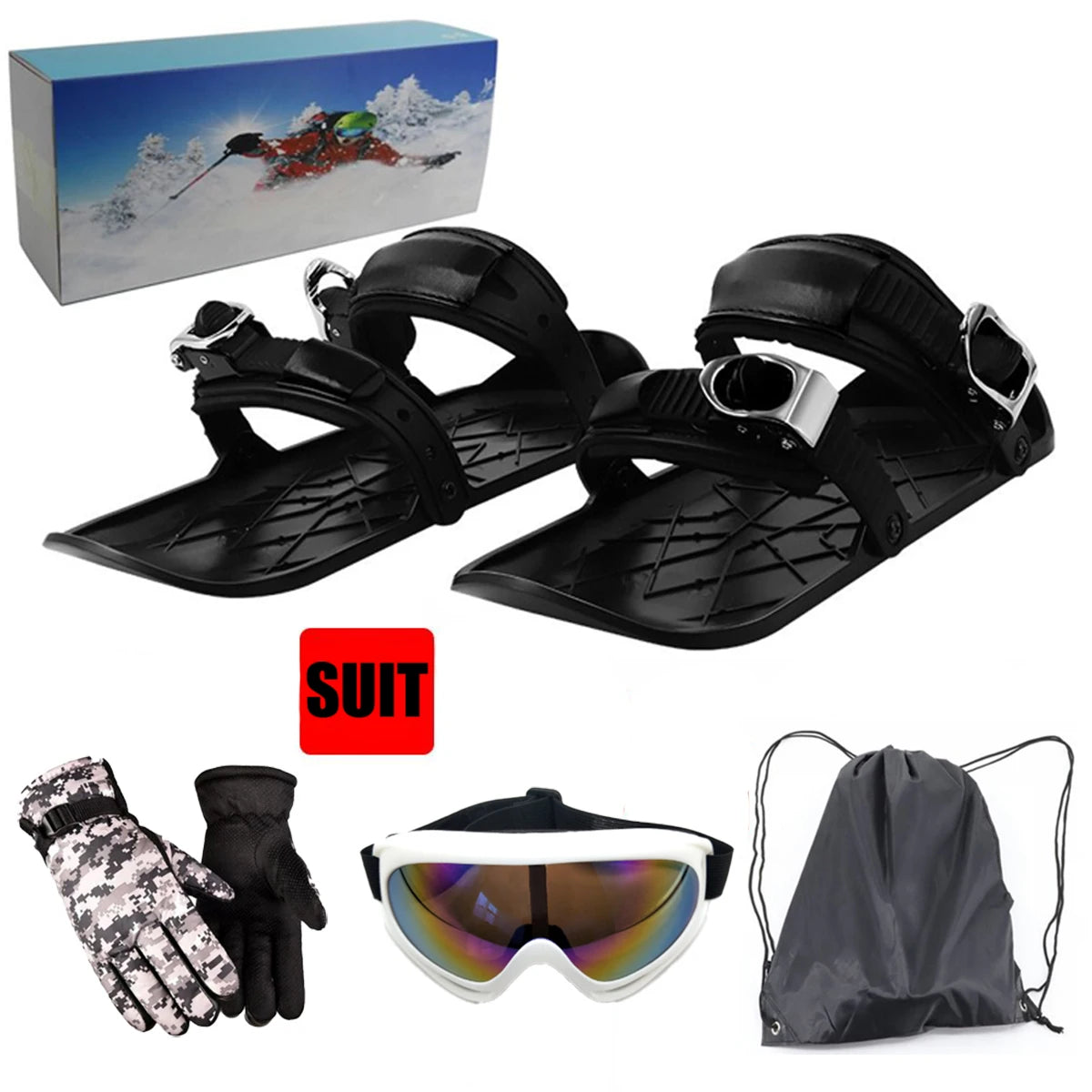 Mini Skis Snowblades for Snow Skis for Winter Shoes Short Snowskates Snowblades Skiboards Portable&Light Ski-shoes Outdoor Sport