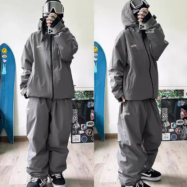 John Snow 2025 New Male Female Couple Single and Double Board Ski Suit Set Loose Type Waterproof Keep Warm Ski Pants Ski Jackets