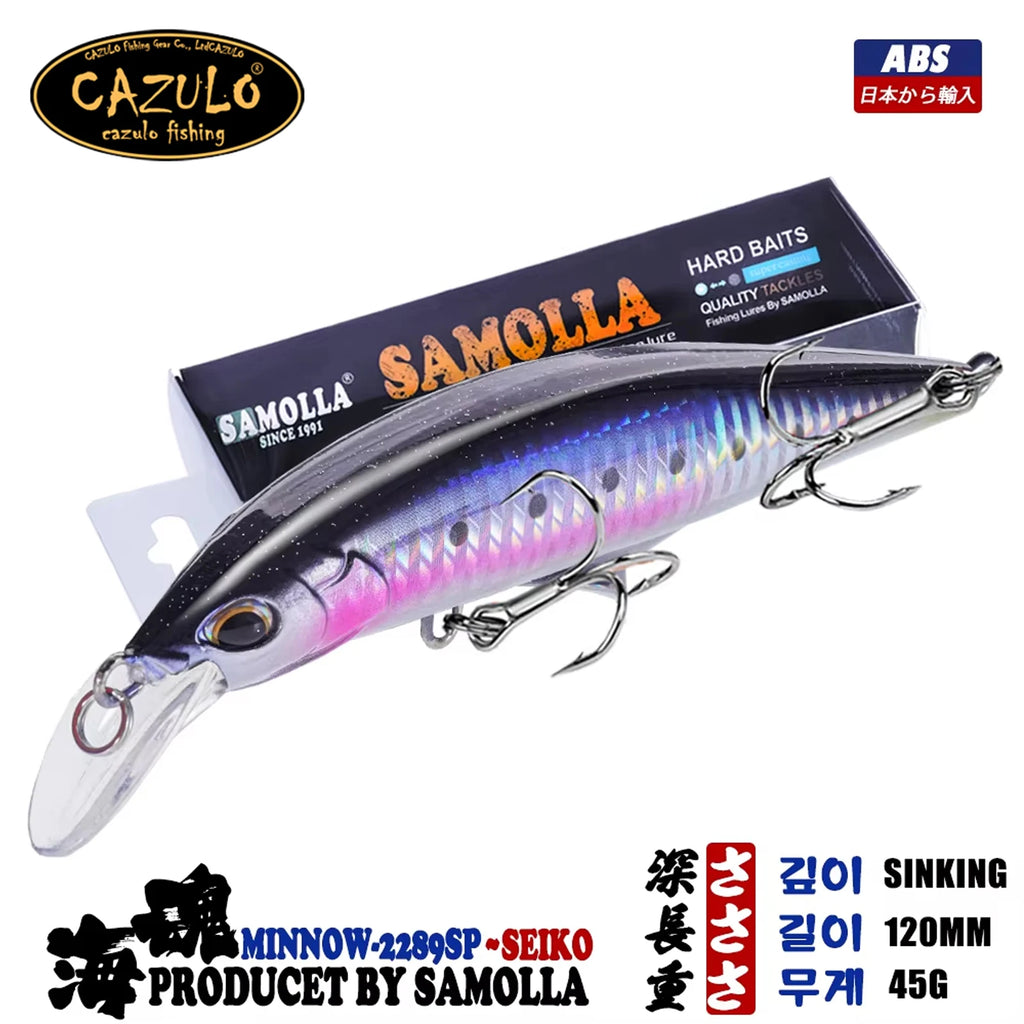 Leurre de pêche coulant CAZULO Minnow 45g 120mm pour bar, brochet et autres poissons.
