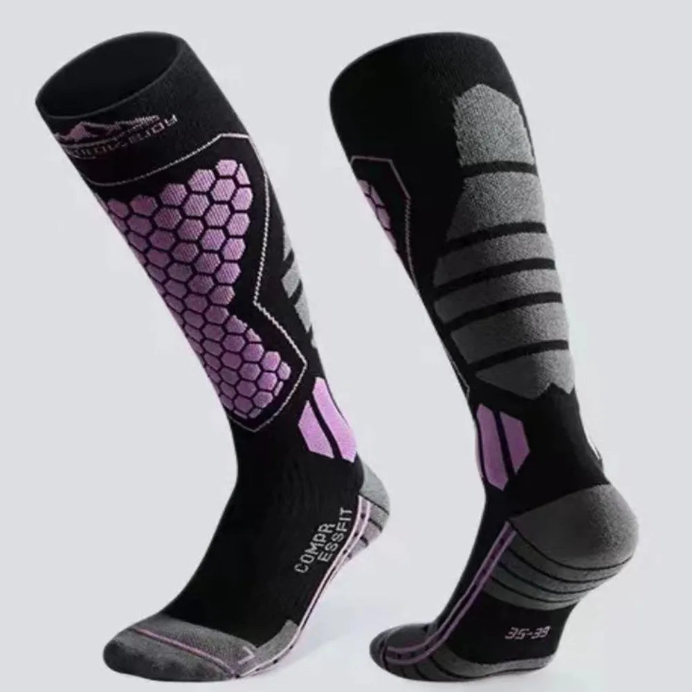 Chaussettes de Ski Épaisses & Respirantes – Montantes Thermiques Anti-glisse pour Sports d’Hiver